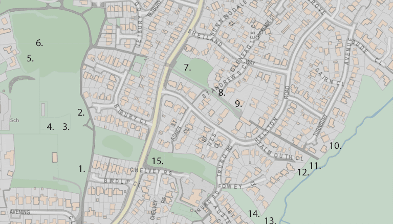 The tree trail of Trendlewood Community Park